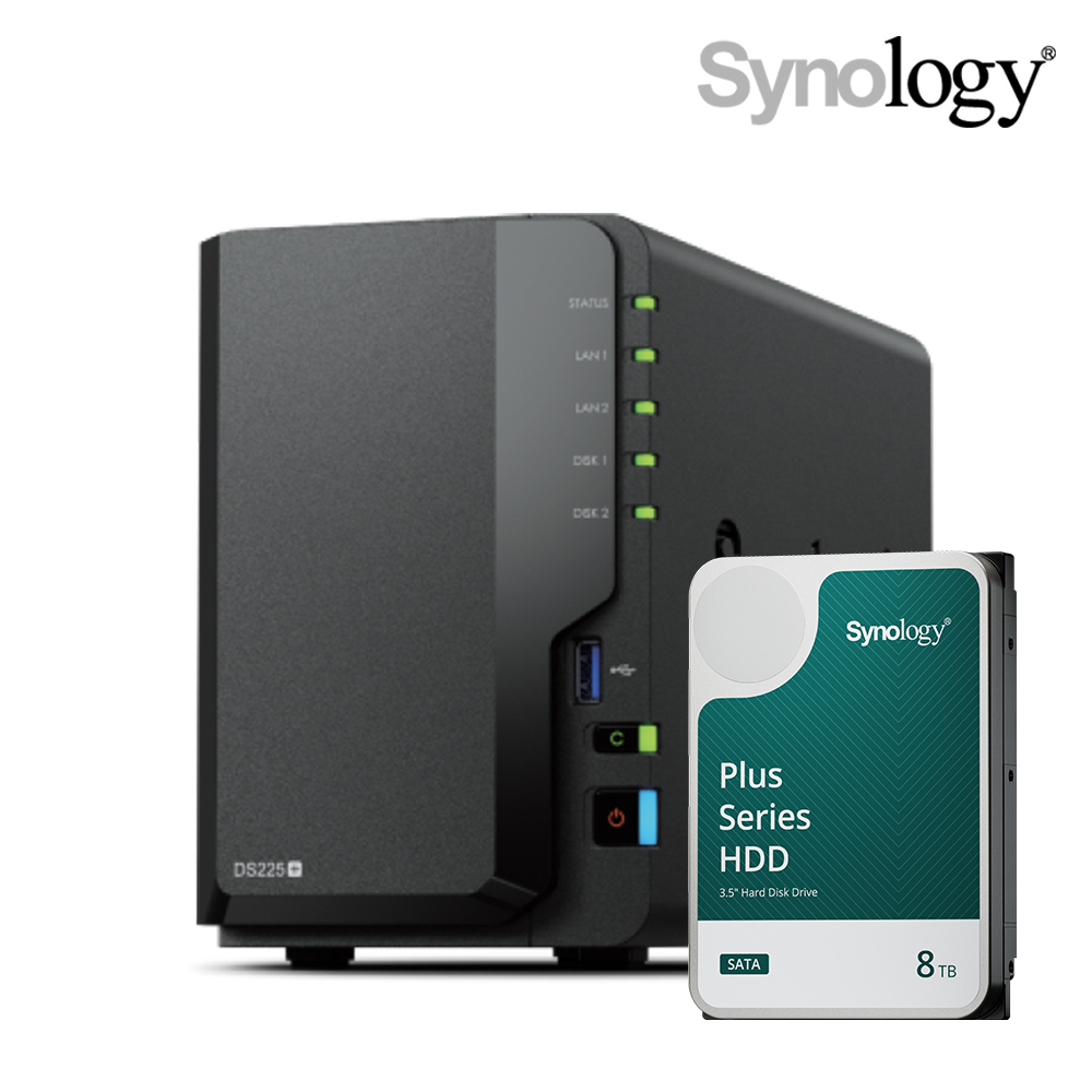 시놀로지 나스 DS225+ NAS 6TB [6TBx1] HDD HAT3300 포함 - 상품 이미지