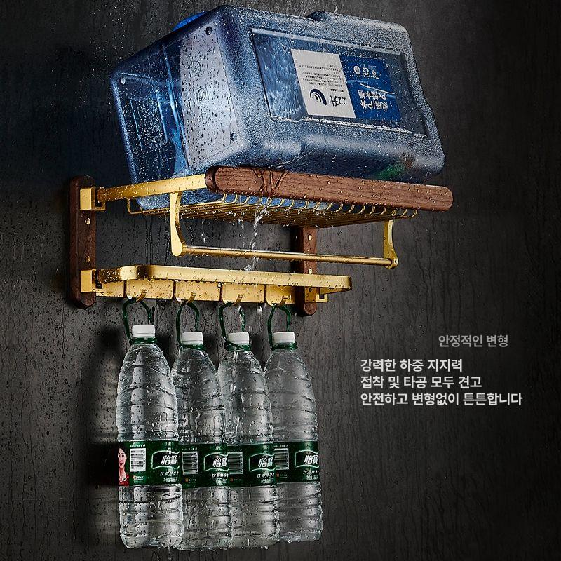 고급 수건걸이선반 원목골드 화장실 욕실선반 플래그십 60cm 3단 접이식 목욕타월 바구니 - 상세 이미지 5