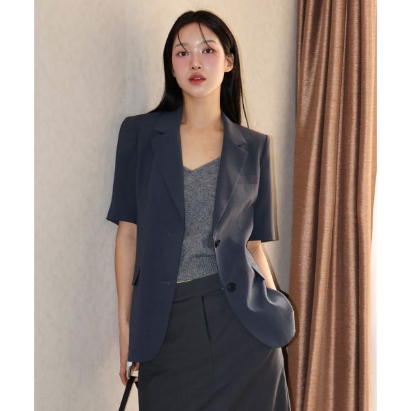 ROEM [뉴뉴, 가훤 착용]린넨라이크 반팔자켓_RMJKF25R11738898 : GLOWBOX-3