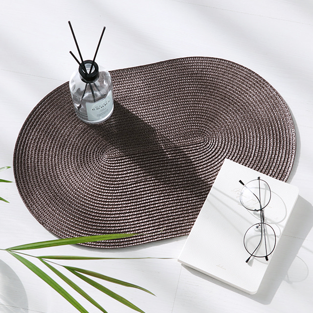 MAT 타원형 테이블 매트 45x30 KS1004DSM 다크브라운 1613.9769, 45x30cm