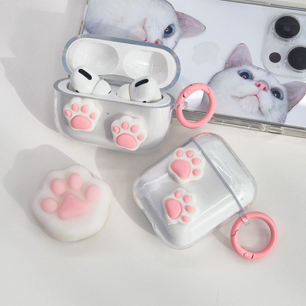 에어팟 프로2 케이스 3세대 2 1 투명 귀여운 TPU 고양이 고리 - 상세 이미지 3