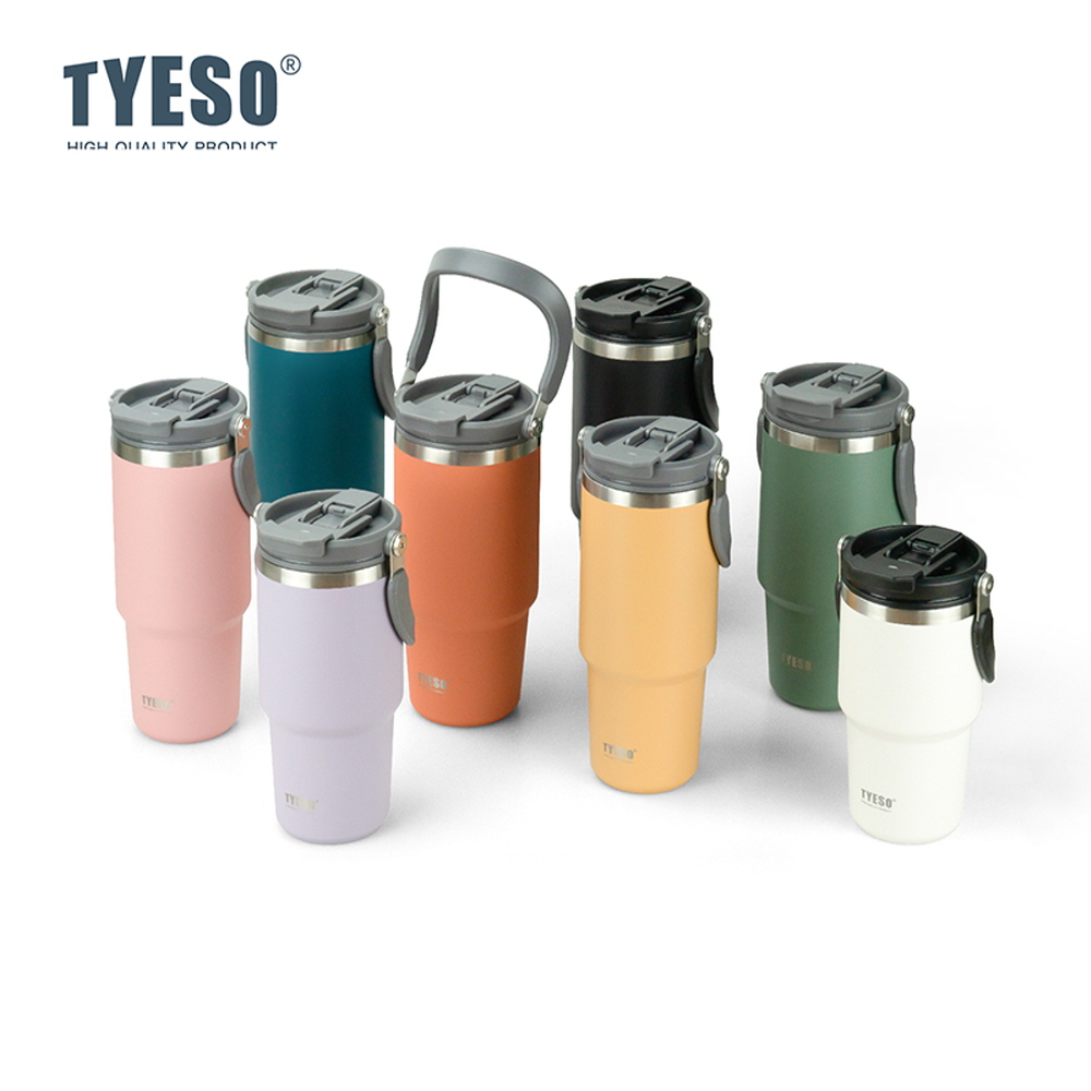 TYESO 대용량 텀블러 보온보냉 손잡이텀블러 스테인리스 학생 심플 900ml, 핑크 - 상세 이미지 2
