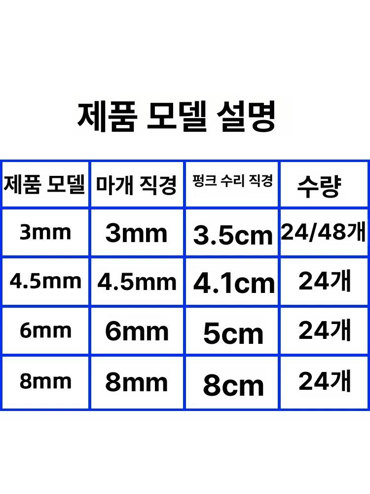 플러그패치 타이어수리 코너 빵구 패치 씰 펑크 셀프 버섯 핀 3mm 24개 - 상세 이미지 2