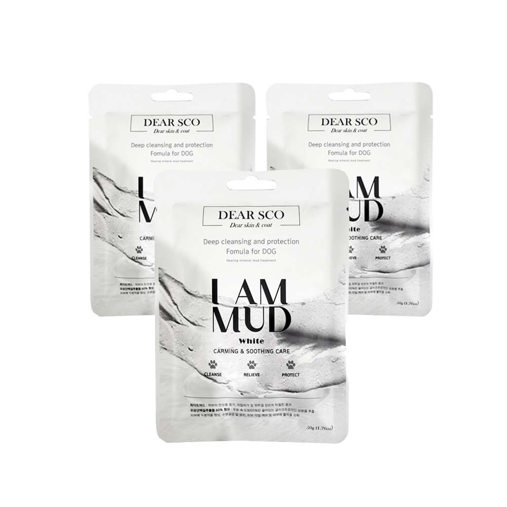강아지 아이엠 천연 머드팩비누 마사지 저자극 팩 수분공급 화이트, 50g, 3개 - 메인 이미지