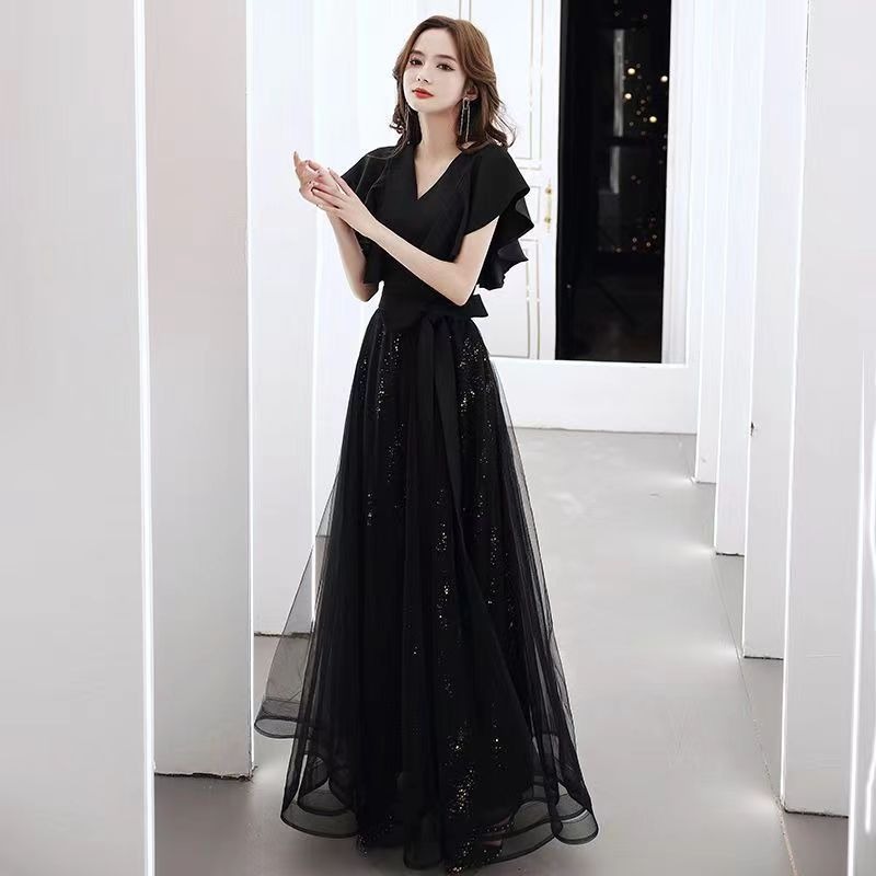 블랙 드레스 바이올린 연주회 이브닝 사회자 합창단 공연 웨딩 스냅촬영 플러스 빅 사이즈 - 상세 이미지 2
