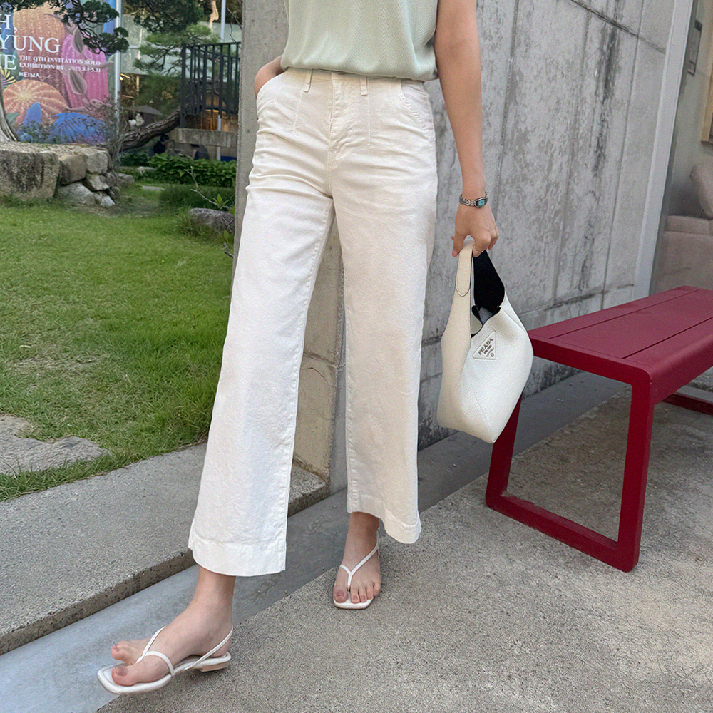 플라딘 와이드 뒷밴딩 팬츠 - 상품 이미지