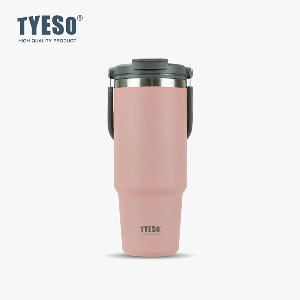 TYESO 대용량 텀블러 보온보냉 손잡이텀블러 스테인리스 학생 심플 1.2L, 핑크 - 상품 이미지