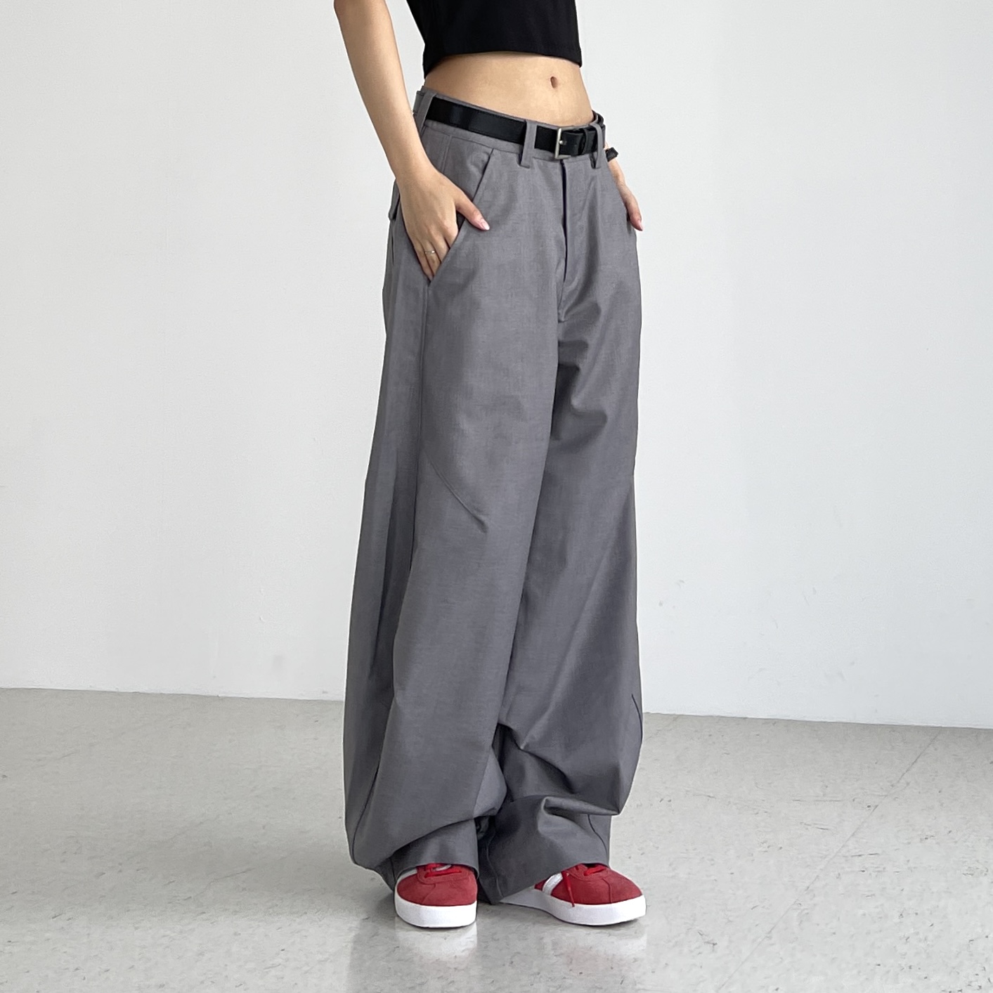 여성 여름슬랙스 롱 와이드 벌룬핏 유니섹스 절개 캐미벌룬슬랙스 - 상세 이미지 3