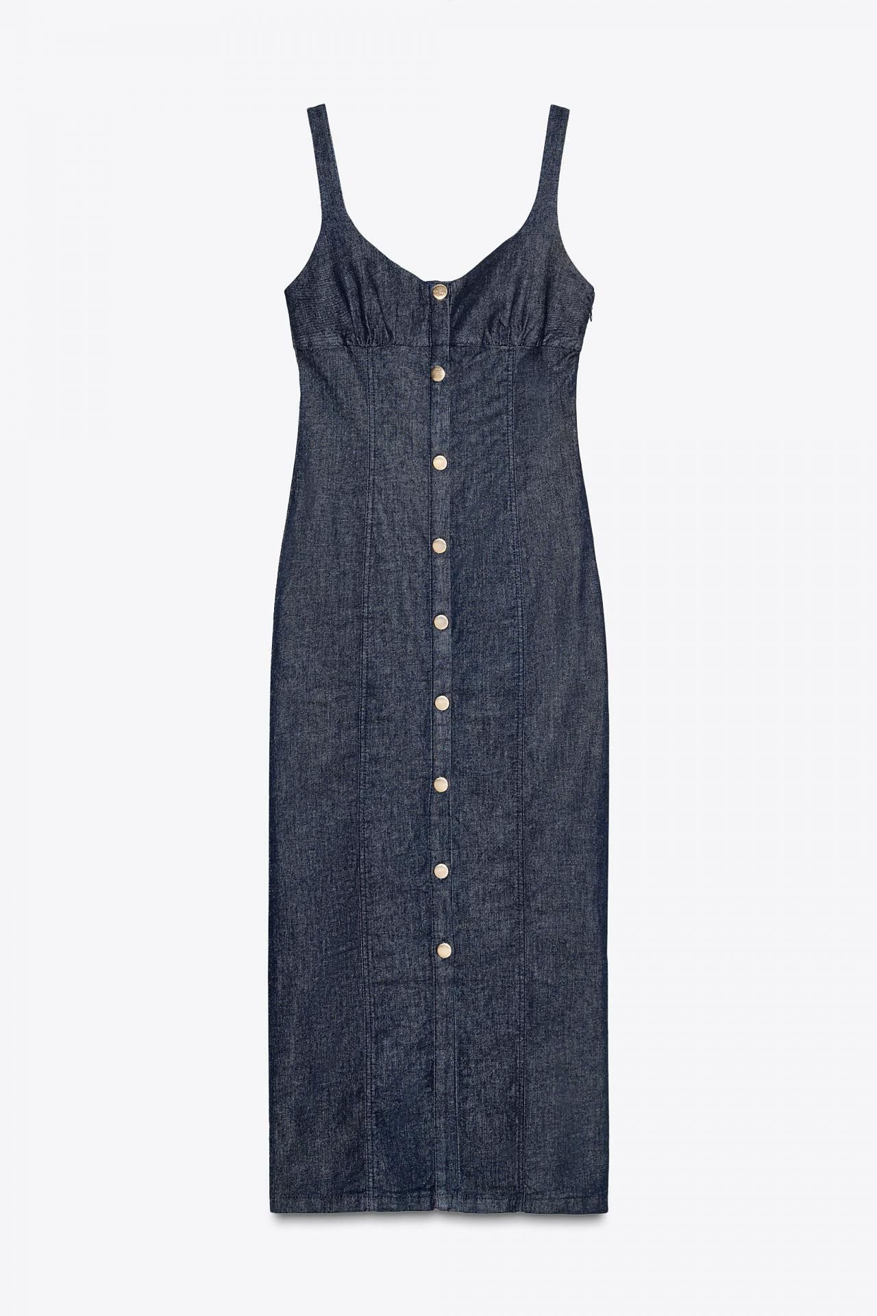 자라 Z1975 스트랩 데님 미디 원피스 0779/055 BLUE