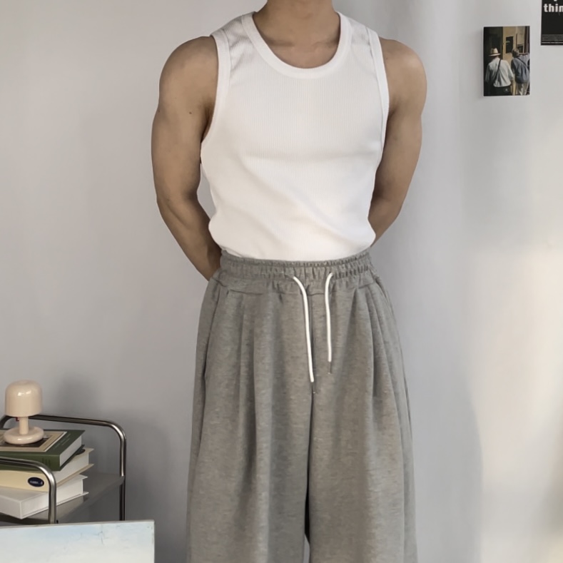 남자 여름 골지 시원한 비침없는 나시 슬리브리스 - 상품 이미지