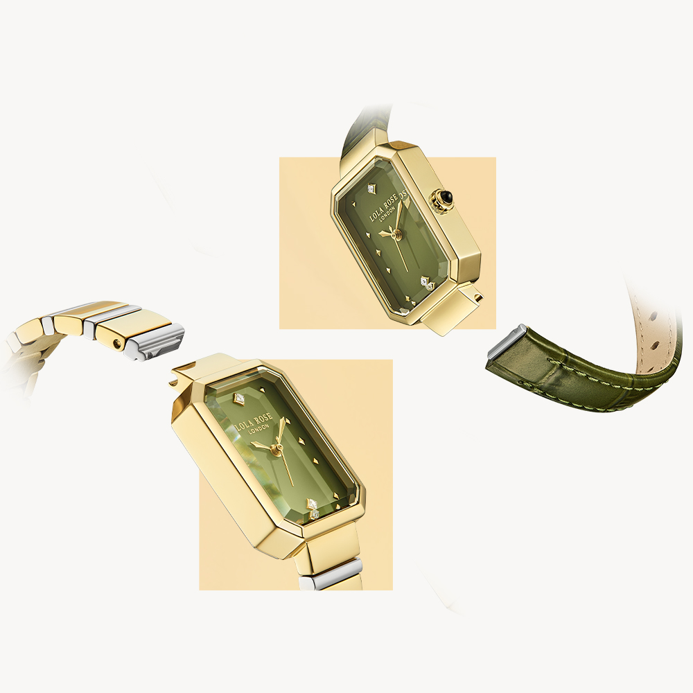 롤라로즈 Ms Lola 그린 오닉스 메탈손목시계 가죽스트랩 세트 LR4700TZ