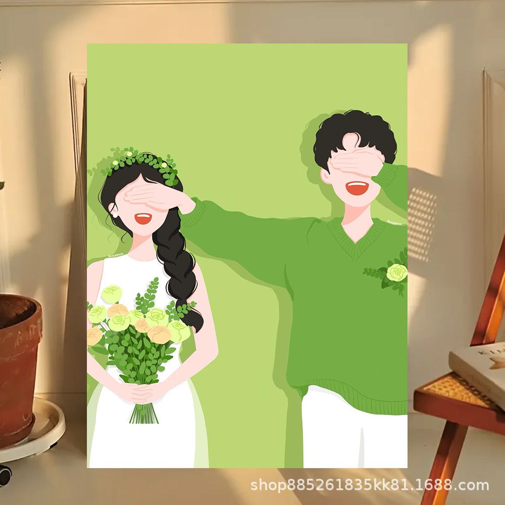 DIY 그림그리기 신혼부부 커플 유화 그림 액자 포스터 A 피오니러브 30x40cm - 상세 이미지 2
