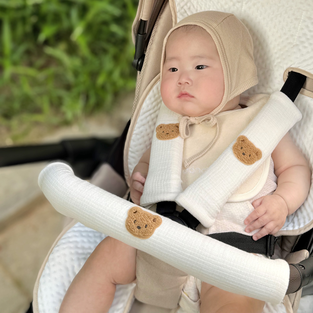 거즈 AIR 곰돌이 유모차 안전바커버 벨트커버 어깨패드