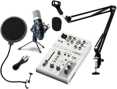 [해외]야마하 AG03 MK2 고품질 사운드 분배세트 암 스탠드 팝 가드 라이브 스트리밍/코멘터리 콘덴서 마이크