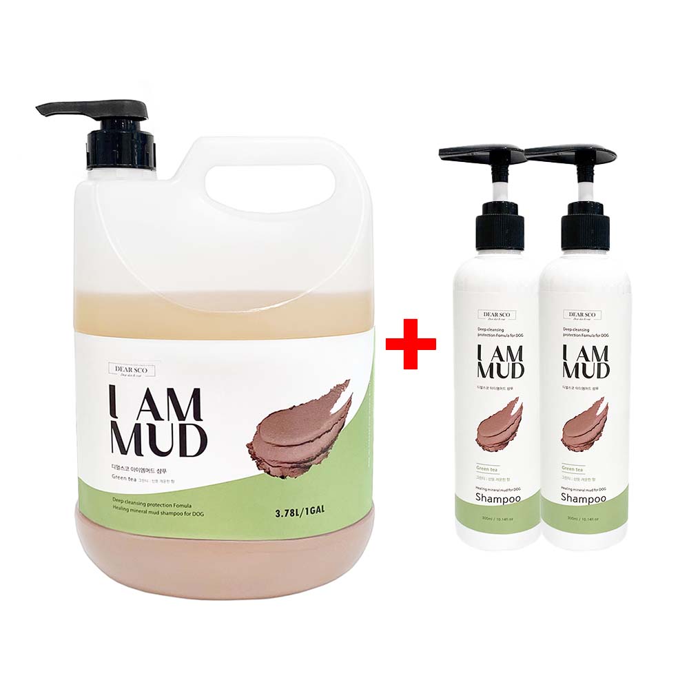 강아지 아이엠 천연 머드팩비누 마사지 저자극 샴푸 그린티(산뜻한향), 3.78L, 1개 - 메인 이미지