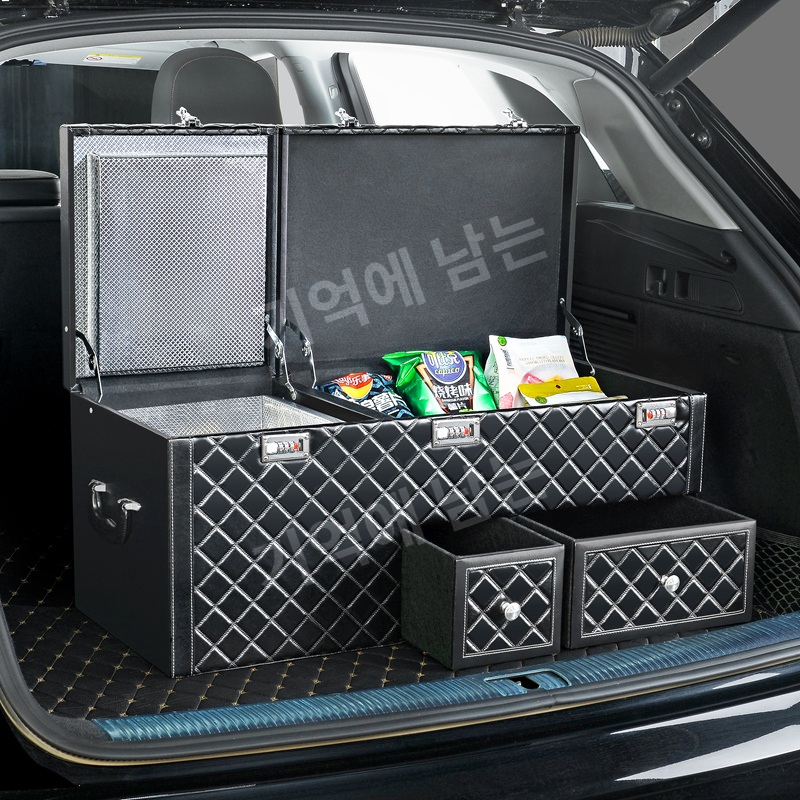 SUV 트렁크 정리함 보온 수납박스 다용도 차량용 수납가방 자물쇠포켓형 01.하이글로스 블랙 80cm - 상세 이미지 5