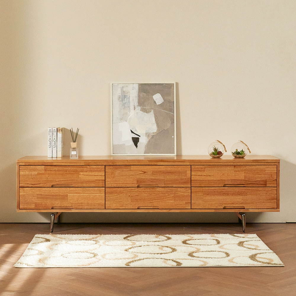 누리 북유럽 낮은 원목 거실장 TV다이 받침대 티비장 1800