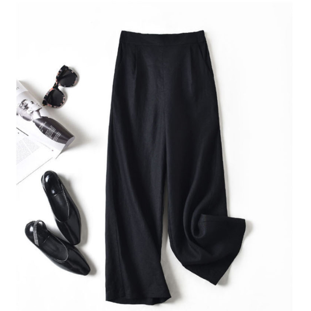 흰색통바지 마통바지 여성 여름 린넨 와이드 통넓은 밴딩팬츠 - 상세 이미지 2