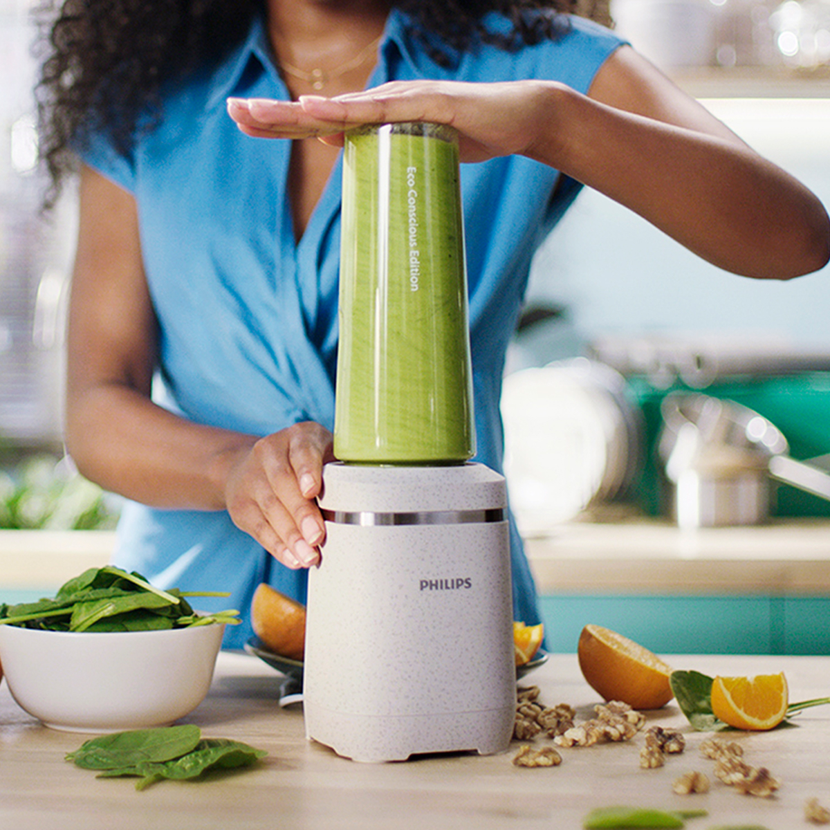 필립스 모닝 키친 세트 미니 블렌더 실크 화이트 매트 HR2500/00