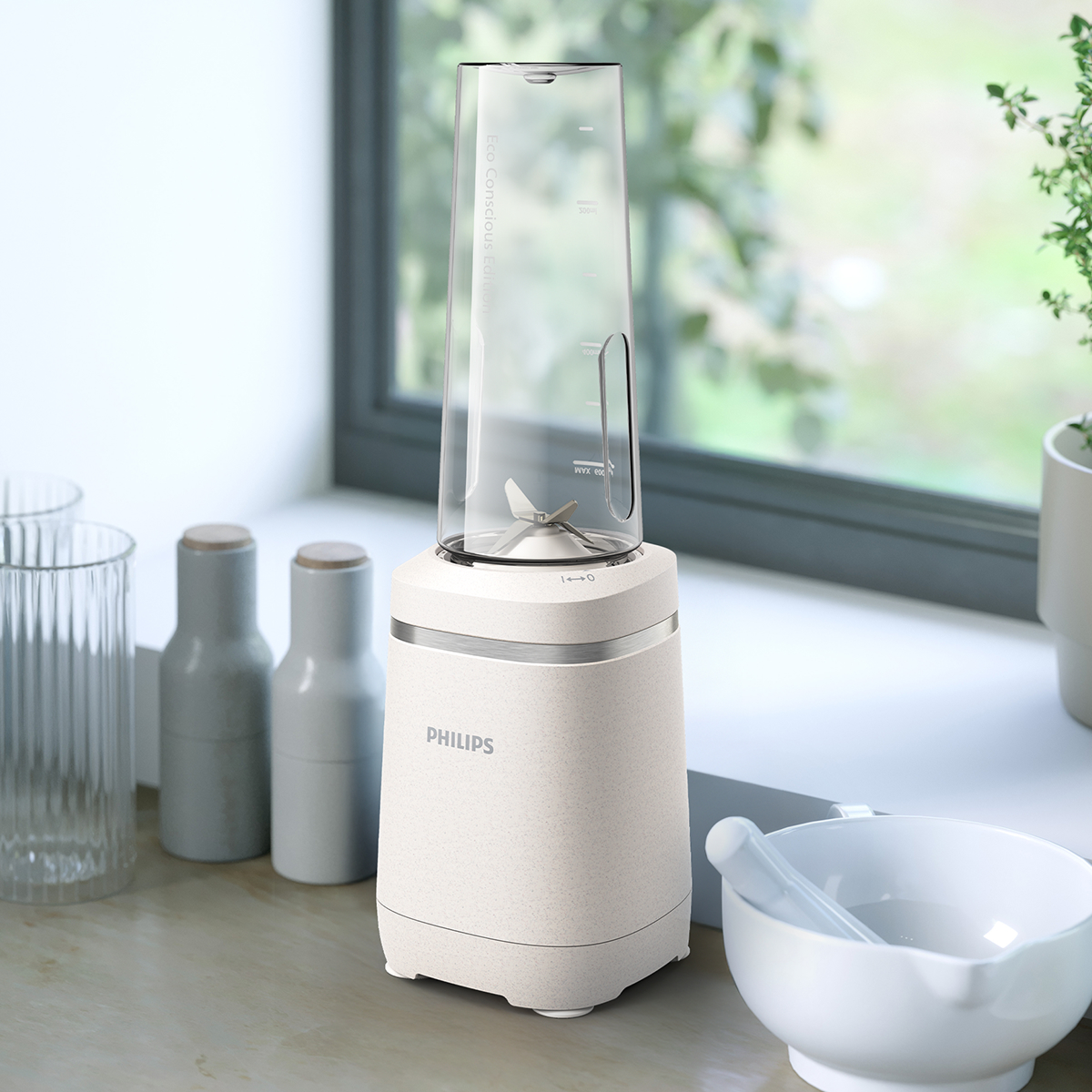 필립스 모닝 키친 세트 미니 블렌더 실크 화이트 매트 HR2500/00