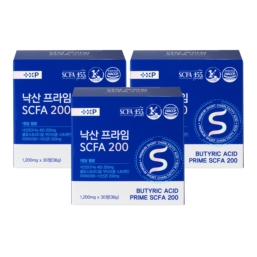 낙산 프라임 SCFA 200 K 단쇄지방산 낙산균 장용코팅 30정 x 3개 - 상품 이미지