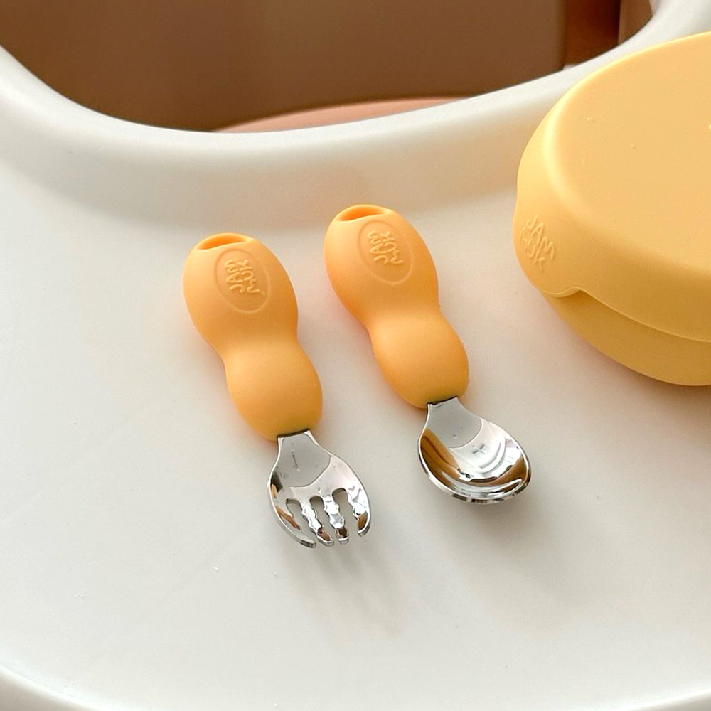 잼먹 스텐 이유식스푼 포크 케이스세트 자기주도 아기 숟가락 수저