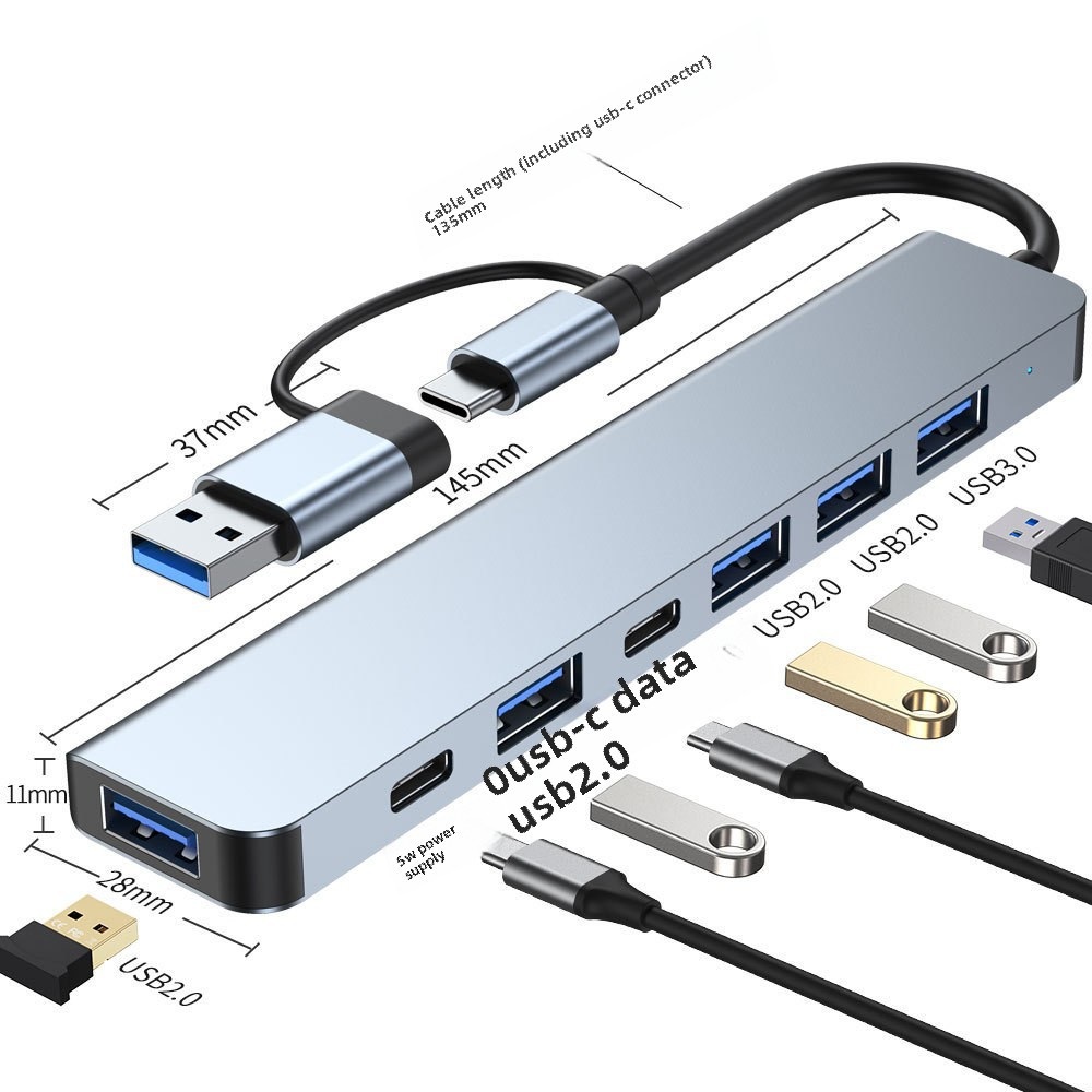 USB3.0 허브 잭 노트북 멀티포트 어댑터 태블릿 호환가능 Type-C 허브 - 메인 이미지