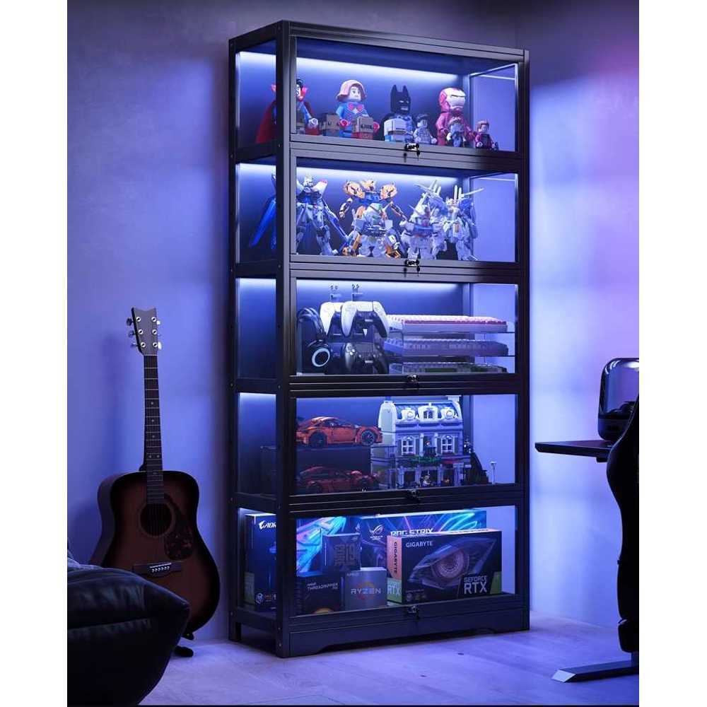 LED 진열장 위스키장식장 술선반 건프라 그릇장 상장 4단 80cm - 상품 이미지