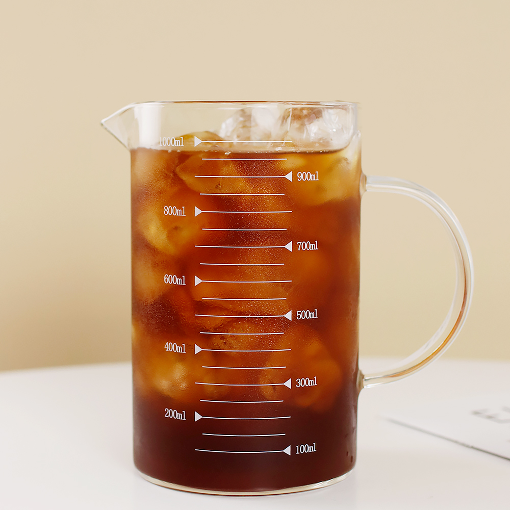 내열유리컵 홈카페 프롬 유리머그잔 1L, 1개, 계량머그컵