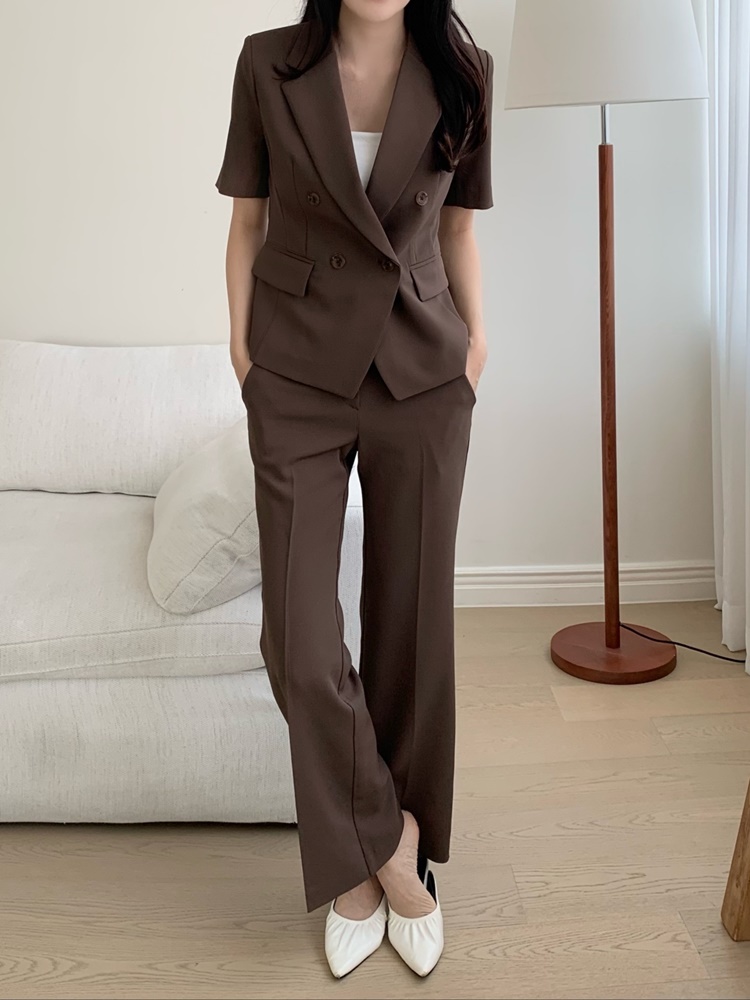 여성정장세트 반팔 자켓 스판 슬랙스 투피스 수트 셋업 바지정장세트 하객룩 77가능