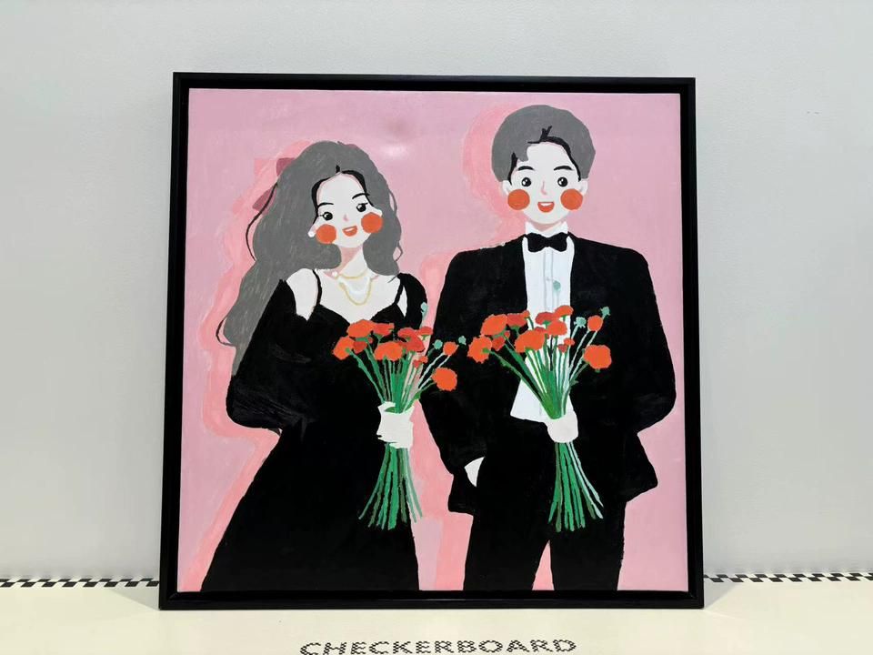 DIY 그림그리기 신혼부부 커플 유화 그림 액자 포스터 A 피오니러브 30x40cm - 상세 이미지 4