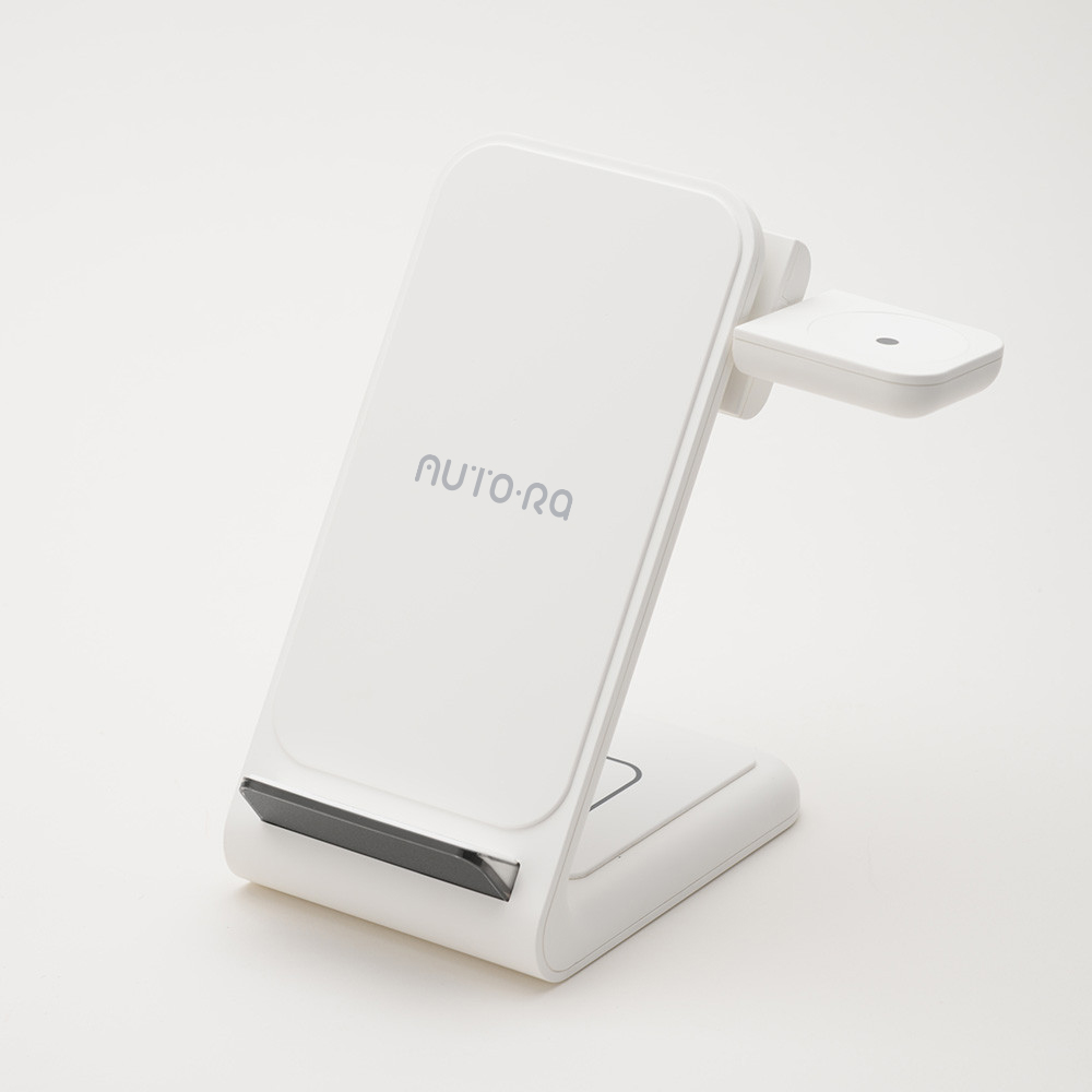 오토라 3IN1 고속 무선 충전기 화이트 갤럭시워치8 애플워치