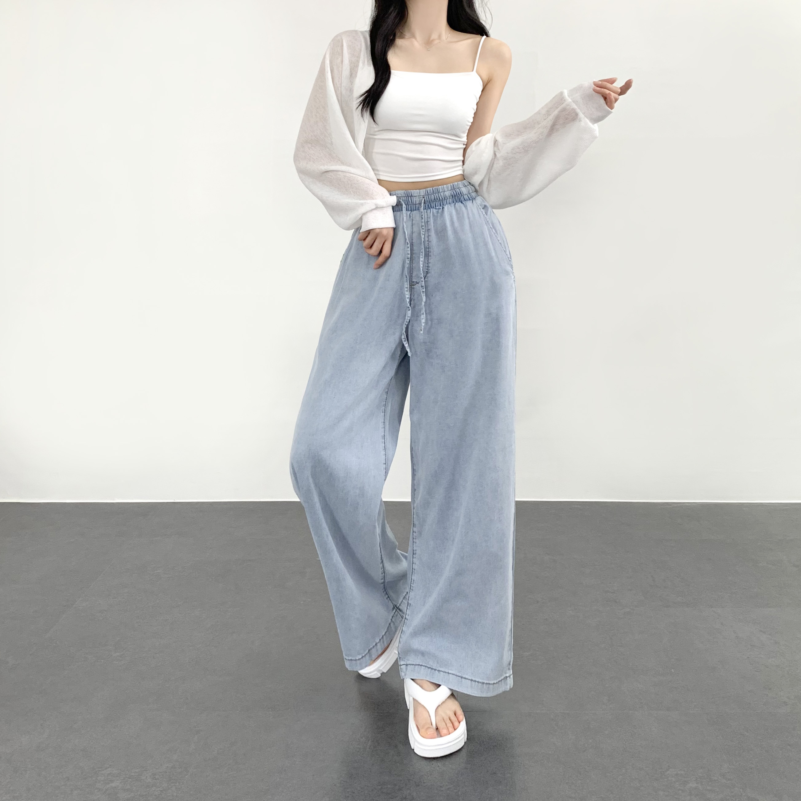 텐셀 와이드 여름청바지 연청바지 아이스 쿨링청바지