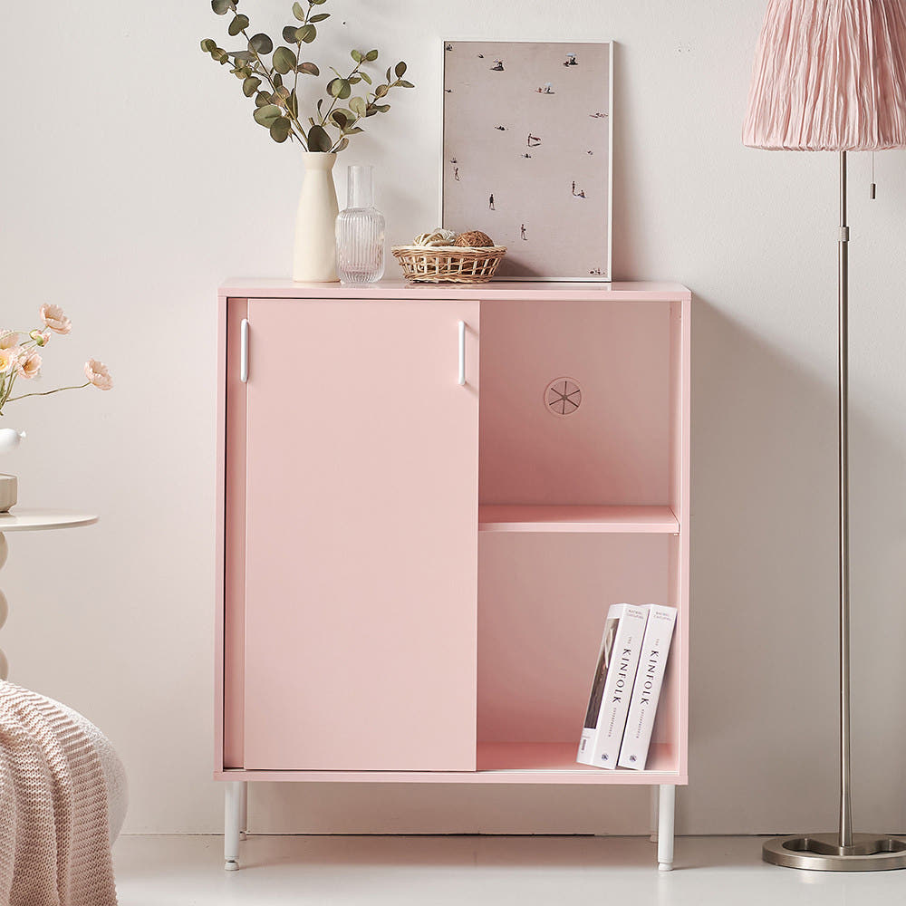 로지 미닫이수납장 슬라이딩 수납장 미니 작은 원룸 슬림 틈새 슬라이드 수납장 800