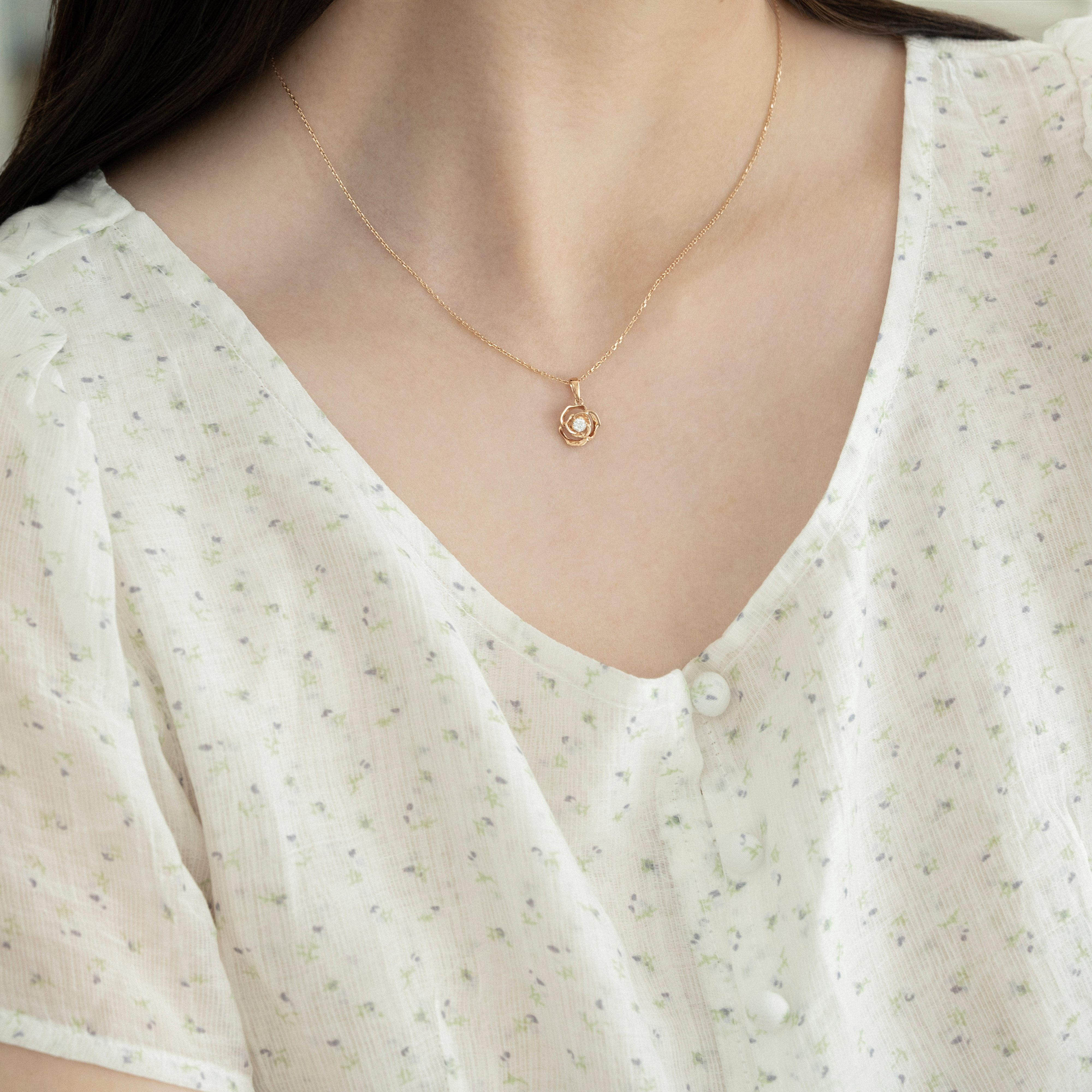 14k 퀸스로즈 장미 목걸이 이미지 2