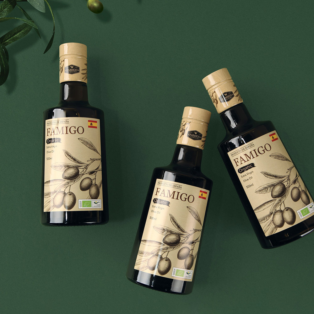 파미고 유기농 스페인 올리브오일 냉압착 엑스트라 버진 피쿠알 올리브유 500ml, 2개