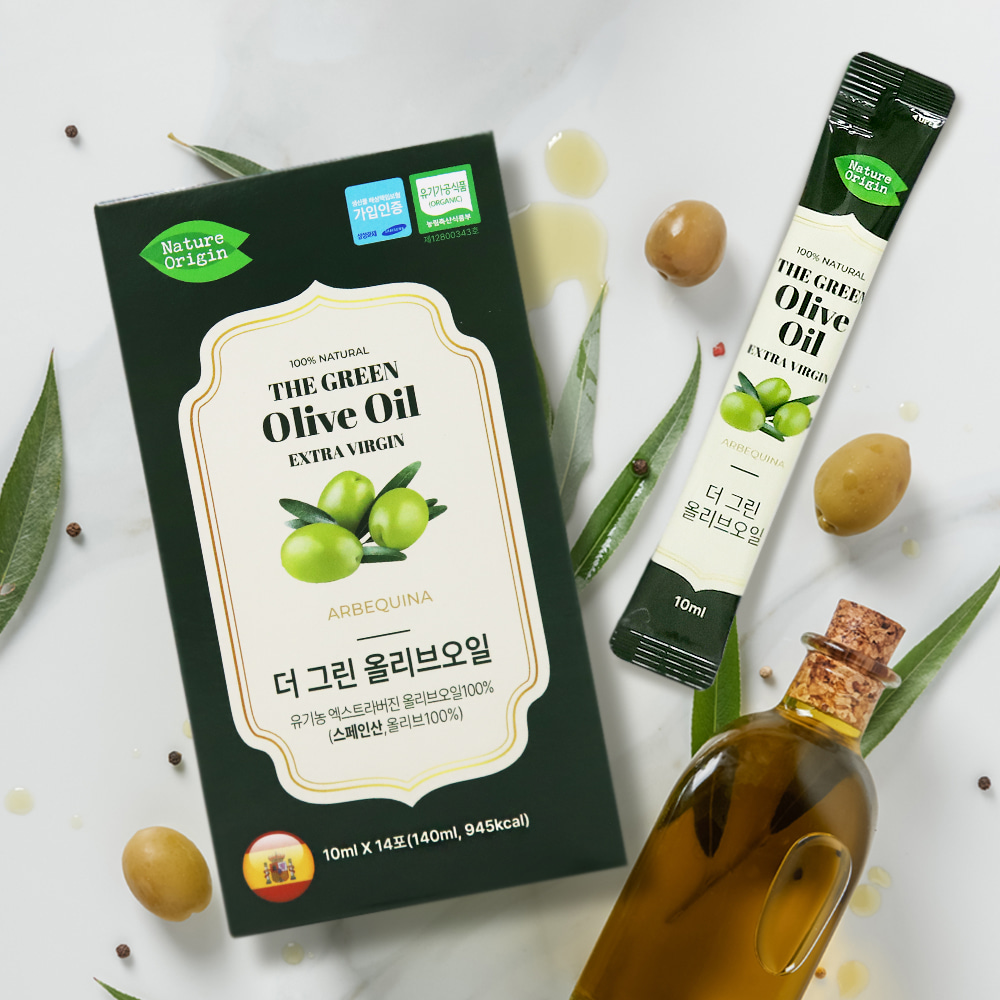 더 그린 올리브오일 공복 데일리 로얄 황금 햇올리브 14포 140ml, 1개 - 상품 이미지