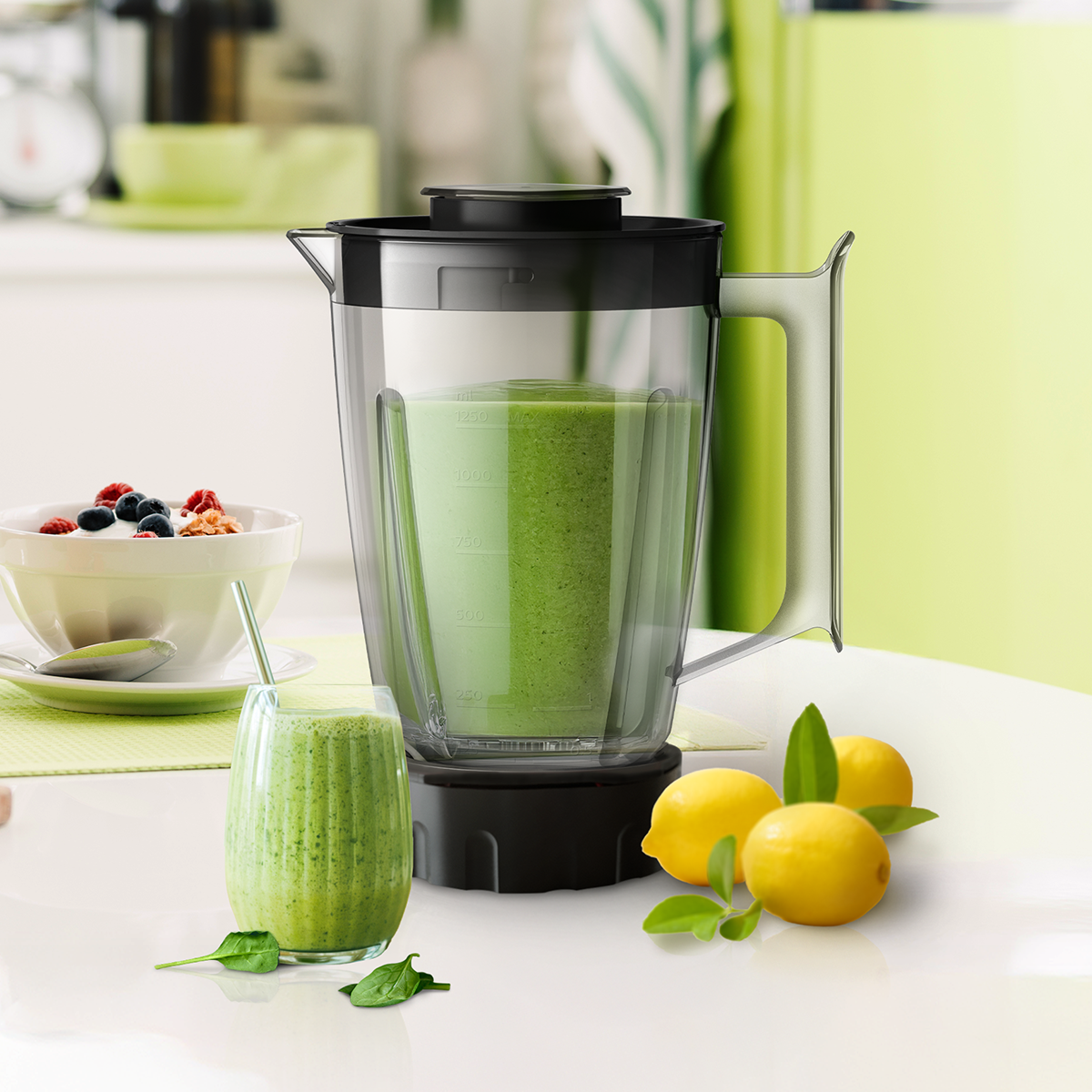 필립스 3000 시리즈 블렌더/믹서기 HR2191/21 블랙 다지기 구성