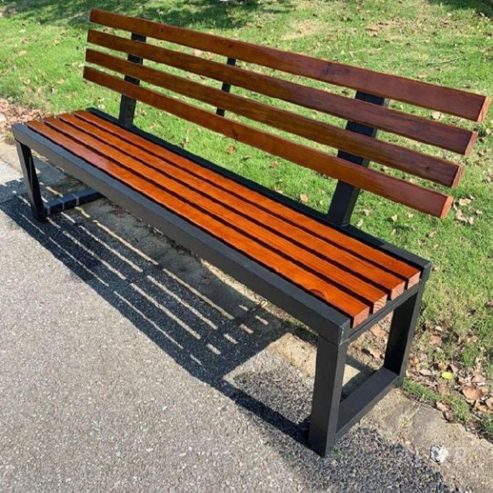 야외 학교 아파트 등받이 공원 의자 관공서 긴 평의자 벤치 정원 100x40x85cm 등받이 - 상세 이미지 2