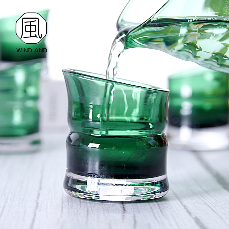 사케잔세트 사케병 대나무모양 여름술잔 유리 술잔 정종 소주잔 1병(270ml) +2잔(35ml) - 상세 이미지 3