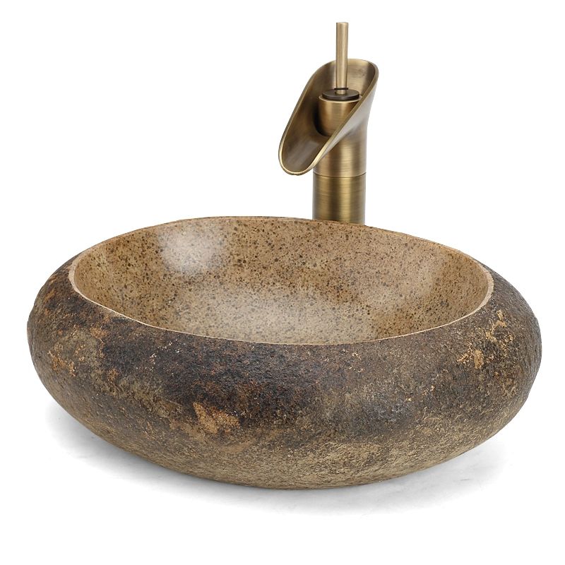 탑볼 세면대 돌 석재 스톤 자연석 개수대 복고풍 콘크리트 45CM~49CM - 상세 이미지 3