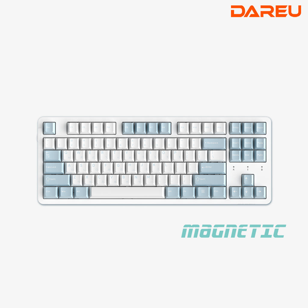 다얼유 EK87 RT 8K 래피드 트리거 자석축 게이밍 키보드 아이스블루, 스카이마그네틱