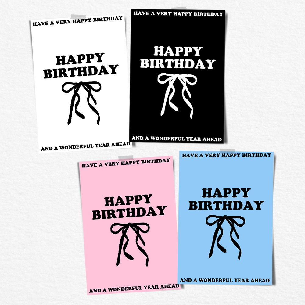 파티 포스터 생일 셀프 촬영 소품 HAPPY BIRTHDAY 리본 A4 - 상품 이미지