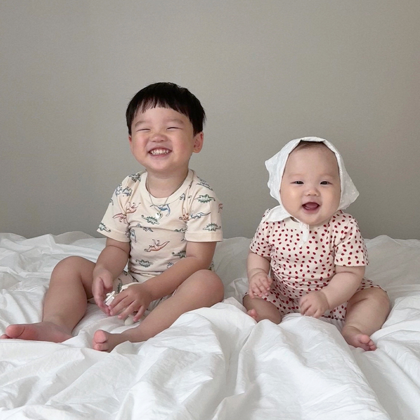 [바니블라썸] 아기내복 봄 여름 7부 반팔 아기실내복 아기옷 신생아 유아내의 다이노 - 상세 이미지 3