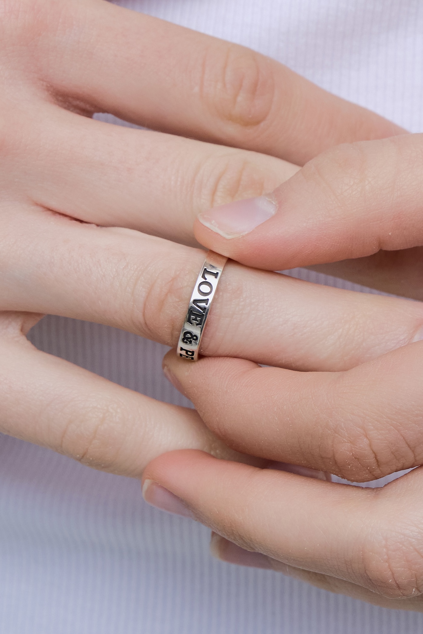 925실버 림스 러브앤피스 플랫심플 커플링 평반지 (M)