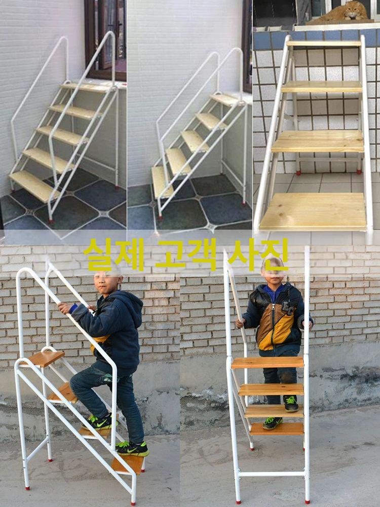 수영장 계단 의자 5단 사다리 펜션 마당 2단계 화이트 접이식 - 상세 이미지 2