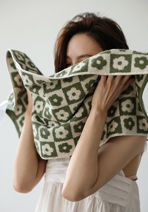 Hipzoo 예쁜 패션 타올 호텔수건 체크 세안 타올