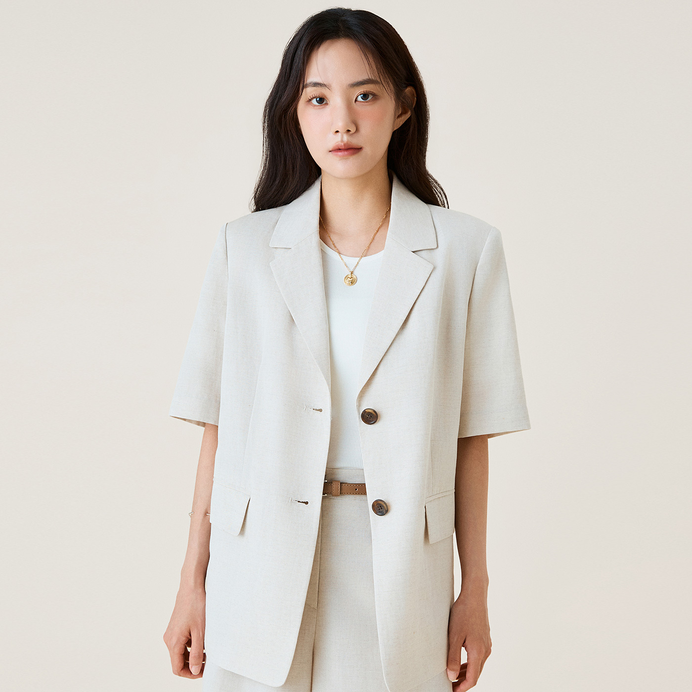 로엠 린넨 반팔 자켓 RMJKF37RT1 - 상세 이미지 4