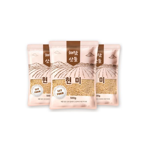 국산 현미 500g x 3봉 l 현미쌀 잡곡 l 지퍼팩 소포장 : 알뜰살뜰살림살이
