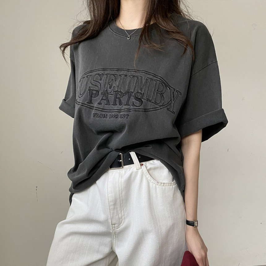피그먼트티셔츠 박스티오버핏 빈티지워싱티셔츠